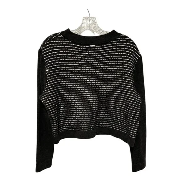 St. John Sport Large Cropped Crewneck Grey Black Embellished Cropped Swe… - Picture 4 of 8